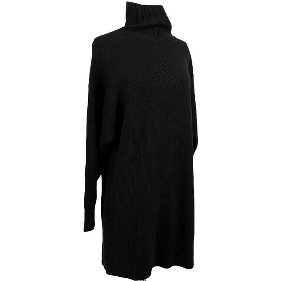 NWT Babaton S Maclean Sweater Dress Black 100% Merino Knit Turtleneck Pullover - Picture 6 of 10